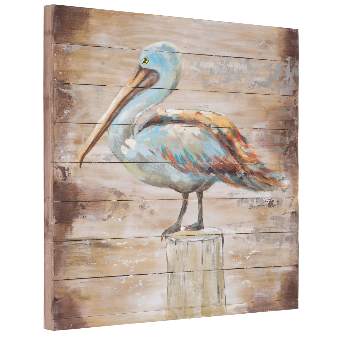 Rustic Hand-Painted Sea Bird Canvas Art
