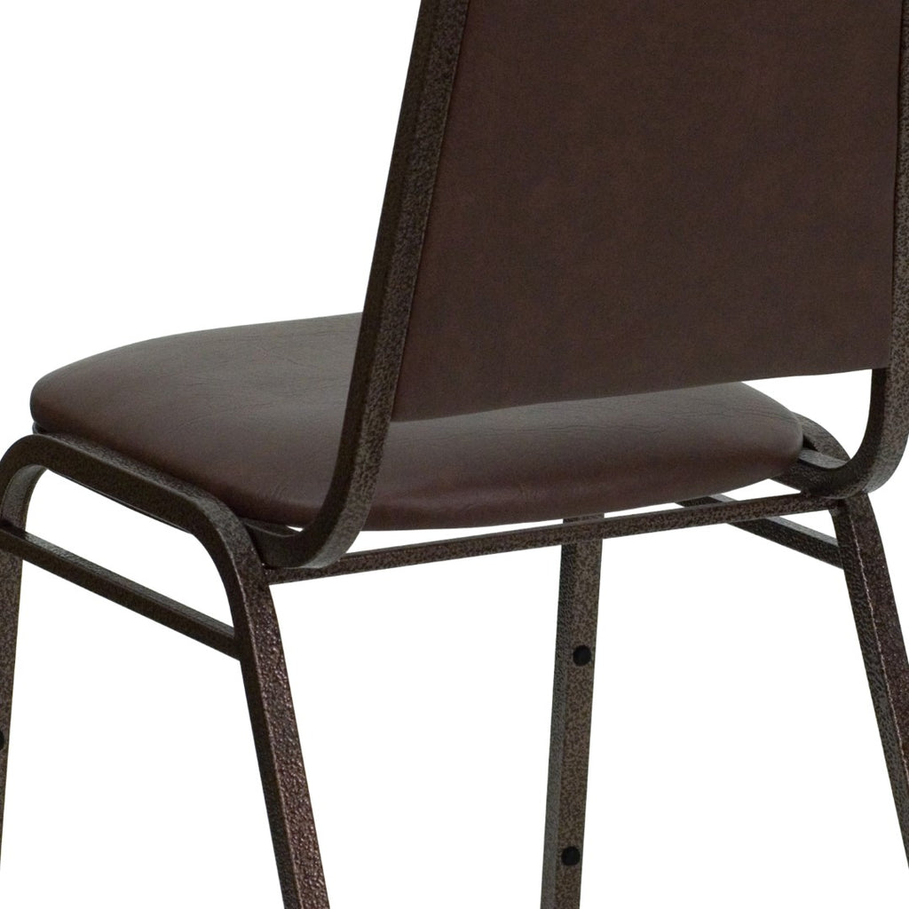 English Elm EE1819 Traditional Commercial Grade Banquet Stack Chair Brown Vinyl/Copper Vein Frame EEV-13727