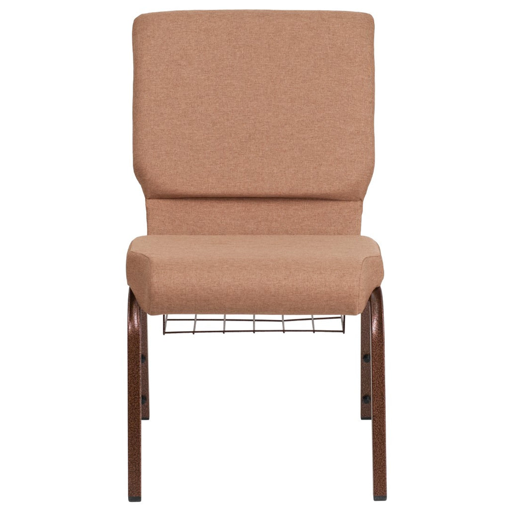 English Elm EE1824 Classic Commercial Grade 18.5" Church Chair Caramel Fabric/Copper Vein Frame EEV-13784