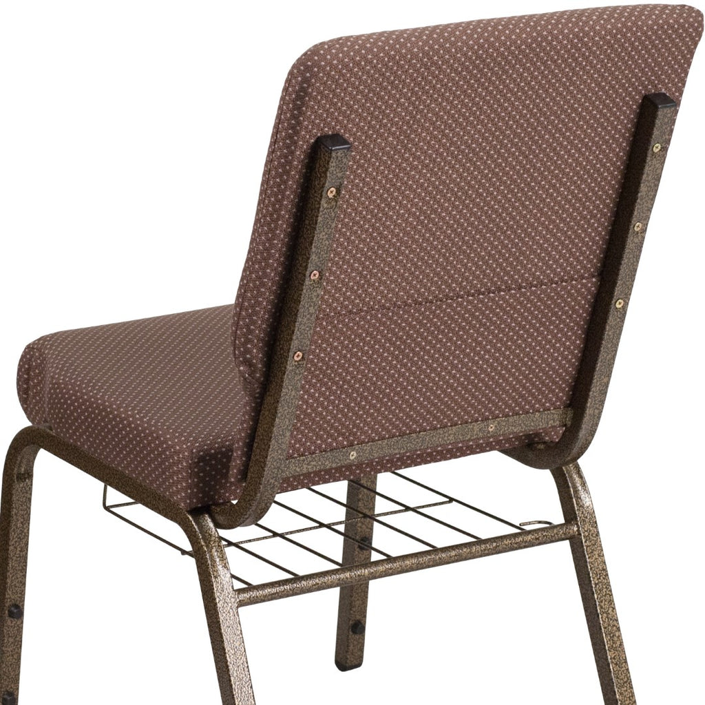 English Elm EE1824 Classic Commercial Grade 18.5" Church Chair Brown Dot Fabric/Gold Vein Frame EEV-13788