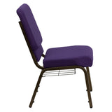 English Elm EE1824 Classic Commercial Grade 18.5" Church Chair Royal Purple Fabric/Gold Vein Frame EEV-13789