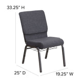 English Elm EE1824 Classic Commercial Grade 18.5" Church Chair Dark Gray Fabric/Silver Vein Frame EEV-13790