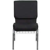 English Elm EE1824 Classic Commercial Grade 18.5" Church Chair Black Patterned Fabric/Silver Vein Frame EEV-13792