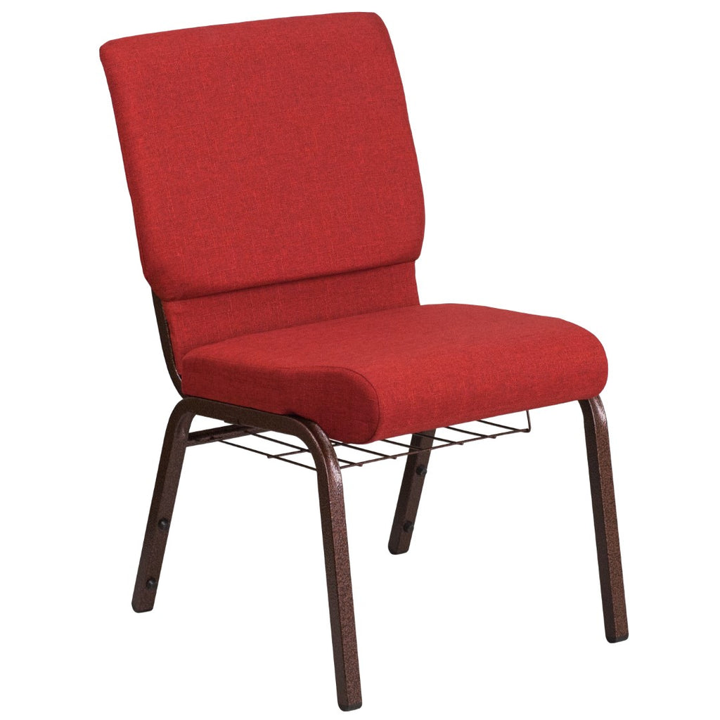 English Elm EE1824 Classic Commercial Grade 18.5" Church Chair Red Fabric/Silver Vein Frame EEV-13793