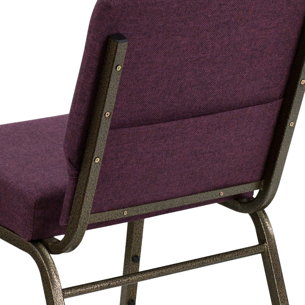 English Elm EE1825 Classic Commercial Grade 21" Church Chair Plum Fabric/Gold Vein Frame EEV-13796