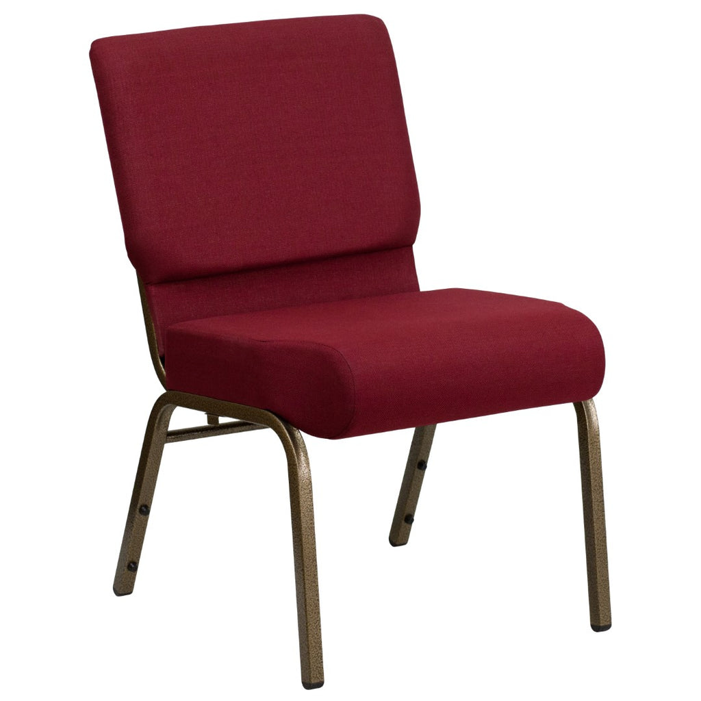 English Elm EE1825 Classic Commercial Grade 21" Church Chair Burgundy Fabric/Gold Vein Frame EEV-13797