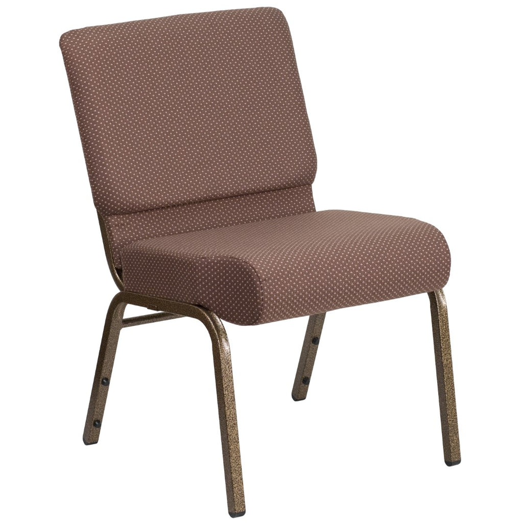 English Elm EE1825 Classic Commercial Grade 21" Church Chair Brown Dot Fabric/Gold Vein Frame EEV-13799