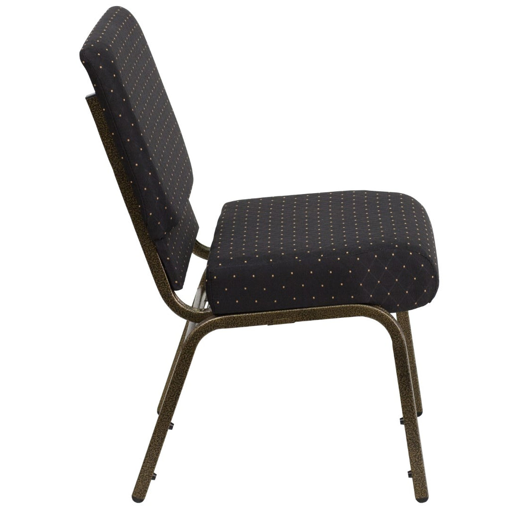 English Elm EE1825 Classic Commercial Grade 21" Church Chair Black Dot Patterned Fabric/Gold Vein Frame EEV-13801