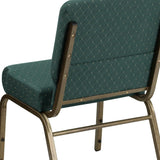 English Elm EE1825 Classic Commercial Grade 21" Church Chair Hunter Green Dot Patterned Fabric/Gold Vein Frame EEV-13802