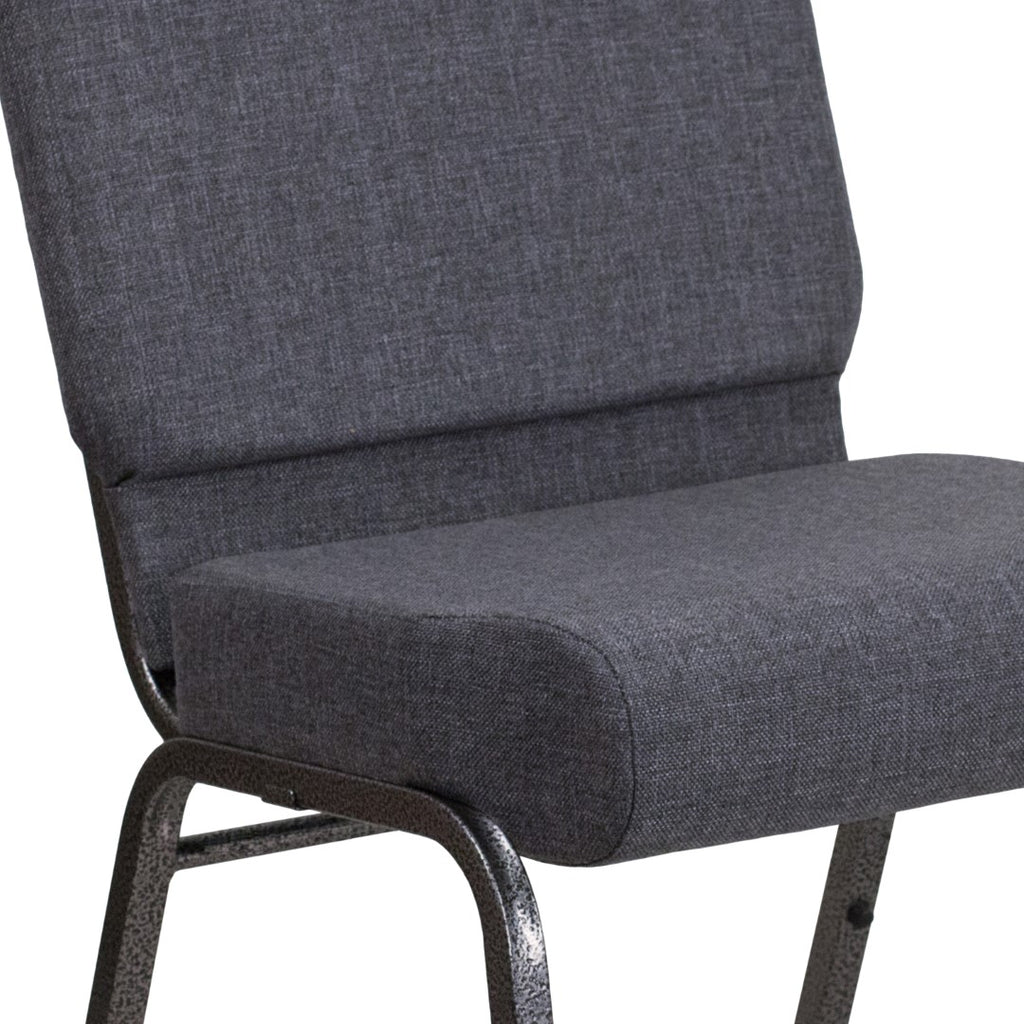 English Elm EE1825 Classic Commercial Grade 21" Church Chair Dark Gray Fabric/Silver Vein Frame EEV-13805