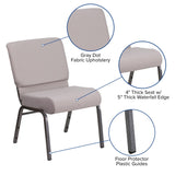English Elm EE1825 Classic Commercial Grade 21" Church Chair Gray Dot Fabric/Silver Vein Frame EEV-13806