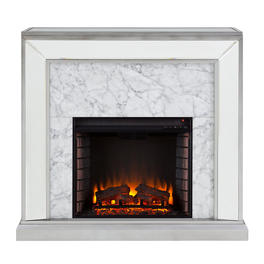 Sei Furniture Trandling Mirrored Faux Marble Fireplace Fe1027359