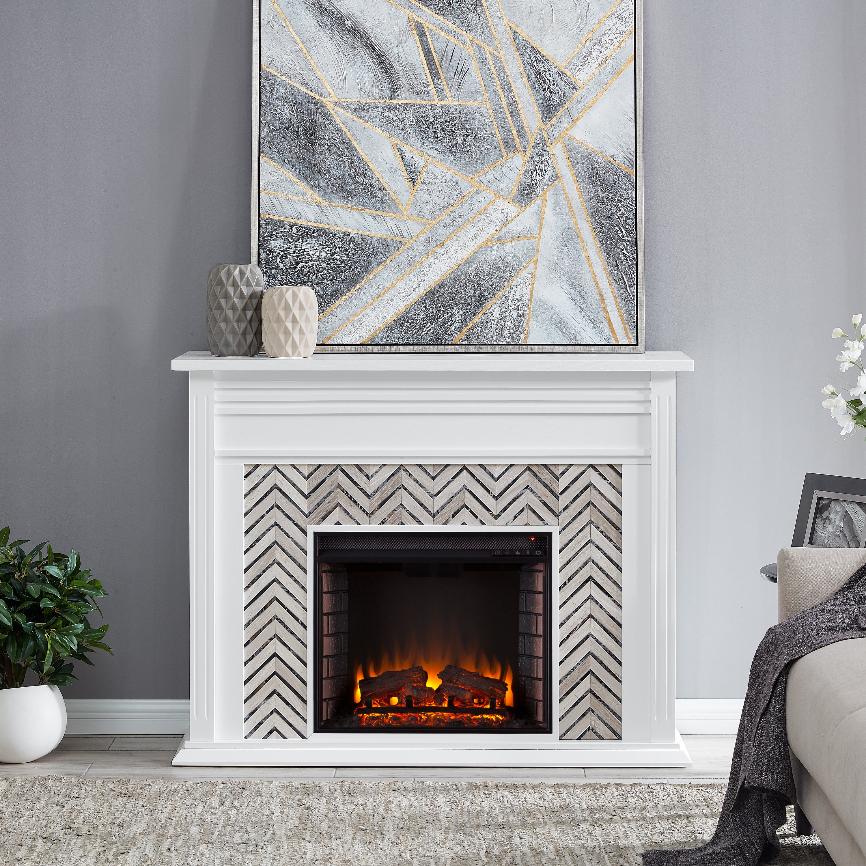 Hebbington Electric Fireplace Mantel - Thumbnail 5