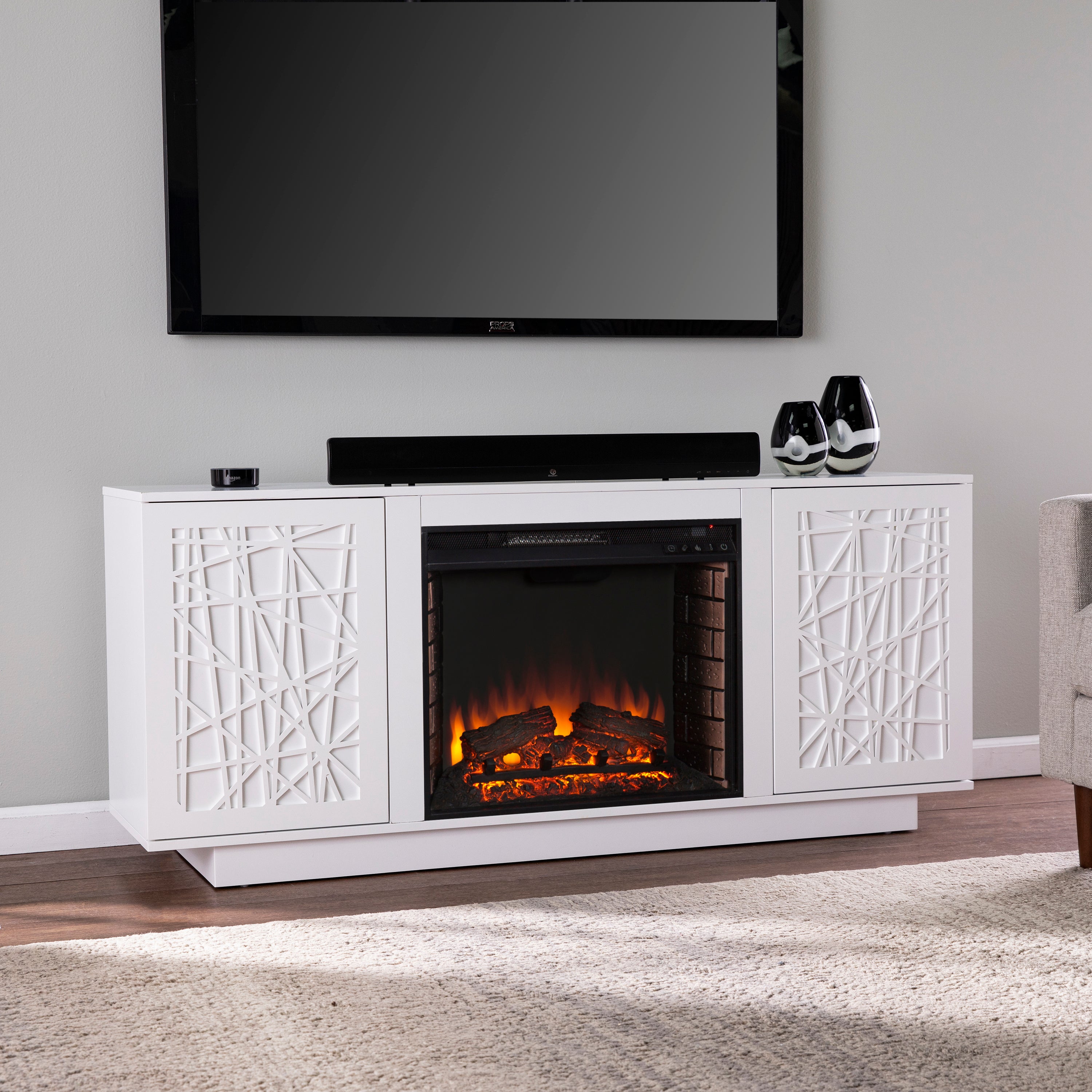 Delgrave Electric Media Fireplace with Storage - Thumbnail 3