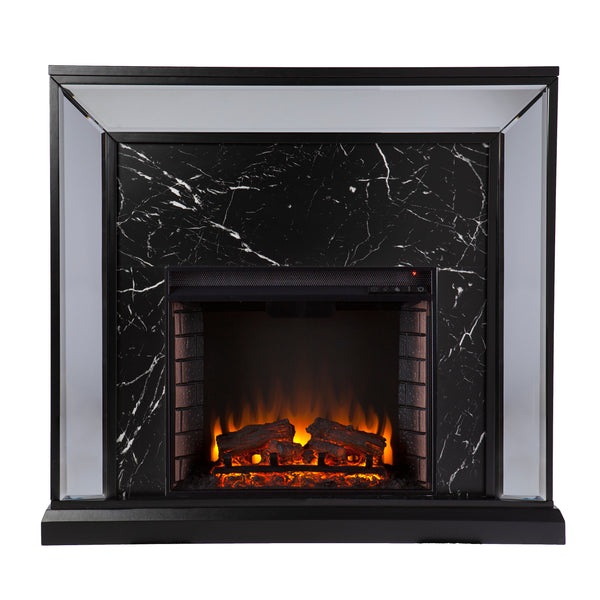 Sei Furniture Trandling Mirrored Faux Marble Fireplace Fe1137859