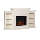 Sei Furniture Tennyson Electric Fireplace W Bookcases Ivory Fe8544