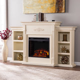Sei Furniture Tennyson Electric Fireplace W Bookcases Ivory Fe8544
