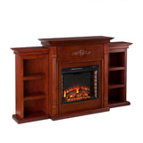 Sei Furniture Tennyson Electric Fireplace W Bookcases Classic Mahogany Fe8547