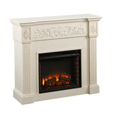 Sei Furniture Calvert Carved Electric Fireplace Ivory Fe9279