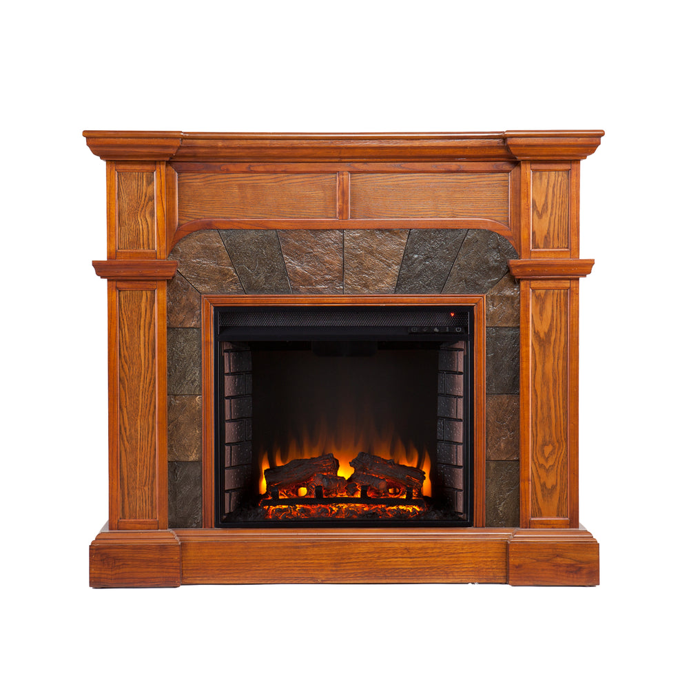 Sei Furniture Cartwright Convertible Electric Fireplace Mission Oak Fe9285