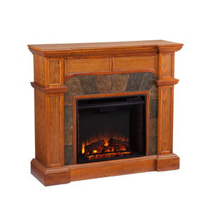 Sei Furniture Cartwright Convertible Electric Fireplace Mission Oak Fe9285