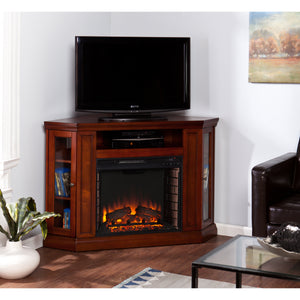 Sei Furniture Claremont Convertible Media Electric Fireplace Brown Maho Fe9316