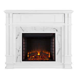 Sei Furniture Highgate Faux Cararra Marble Electric Media Fireplace White Fe9322