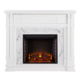 Highgate Faux Cararra Marble Electric Media Fireplace - White