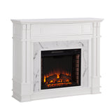 Sei Furniture Highgate Faux Cararra Marble Electric Media Fireplace White Fe9322