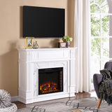 Sei Furniture Highgate Faux Cararra Marble Electric Media Fireplace White Fe9322