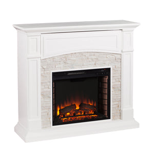 Sei Furniture Seneca Electric Media Fireplace White W White Faux Stone Fe9362
