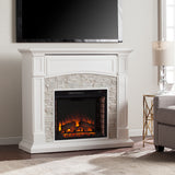Sei Furniture Seneca Electric Media Fireplace White W White Faux Stone Fe9362