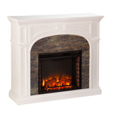 Sei Furniture Tanaya Stacked Stone Effect Electric Fireplace White Fe9624