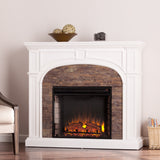 Sei Furniture Tanaya Stacked Stone Effect Electric Fireplace White Fe9624