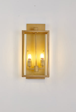 Bethel Brass Outdoor Wall Sconce in Stainless Steel & Glass