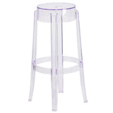 English Elm EE1834 Contemporary Commercial Grade Ghost Barstool Clear EEV-13833
