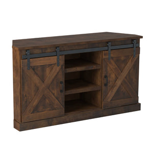 Legends Furniture Modern Farmhouse Fully Assembled Corner TV Stand with Sliding Barn Style Doors FH1312.AWY
