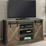 Legends Furniture Modern Farmhouse Fully Assembled TV Stand with Sliding Barn Style Doors FH1320.BNW