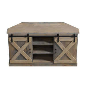 Legends Furniture Modern Farmhouse Fully Assembled Corner TV Stand with Sliding Barn Style Doors FH1322.BNW