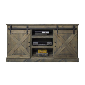 Legends Furniture Modern Farmhouse Fully Assembled Corner TV Stand with Sliding Barn Style Doors FH1322.BNW