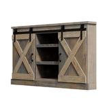 Legends Furniture Modern Farmhouse Fully Assembled Corner TV Stand with Sliding Barn Style Doors FH1322.BNW