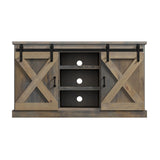 Legends Furniture Modern Farmhouse Fully Assembled Corner TV Stand with Sliding Barn Style Doors FH1322.BNW