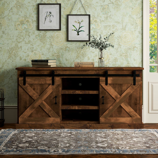 Legends Furniture Modern Farmhouse Fully Assembled TV Stand with Sliding Barn Style Doors FH1410.AWY