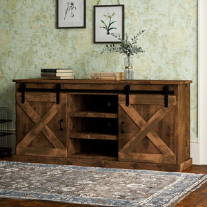 Legends Furniture Modern Farmhouse Fully Assembled TV Stand with Sliding Barn Style Doors FH1410.AWY