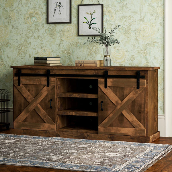 Legends Furniture Modern Farmhouse Fully Assembled TV Stand with Sliding Barn Style Doors FH1410.AWY