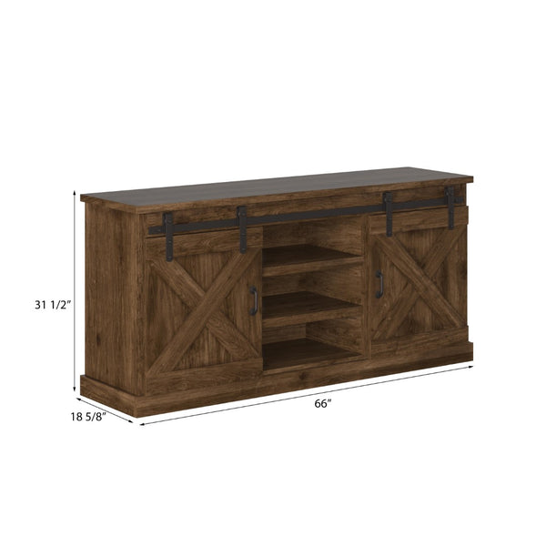 Legends Furniture Modern Farmhouse Fully Assembled TV Stand with Sliding Barn Style Doors FH1410.AWY