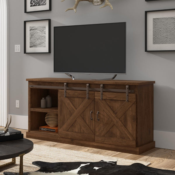 Legends Furniture Modern Farmhouse Fully Assembled TV Stand with Sliding Barn Style Doors FH1410.AWY