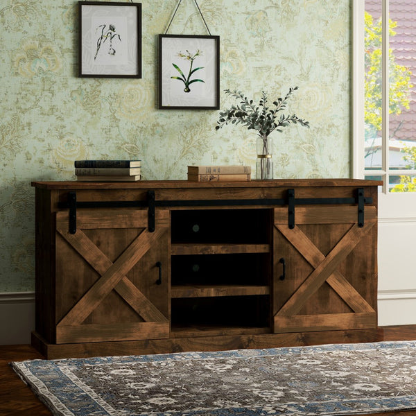 Legends Furniture Modern Farmhouse Fully Assembled TV Stand with Sliding Barn Style Doors FH1410.AWY