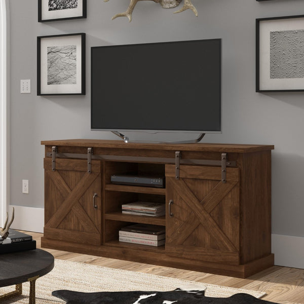 Legends Furniture Modern Farmhouse Fully Assembled TV Stand with Sliding Barn Style Doors FH1410.AWY