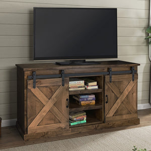 Legends Furniture Modern Farmhouse Fully Assembled TV Stand with Sliding Barn Style Doors FH1410.AWY
